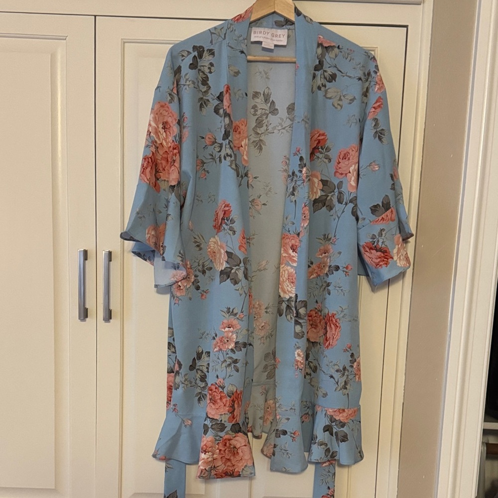 Birdy Grey Blue and Pink Floral Robe